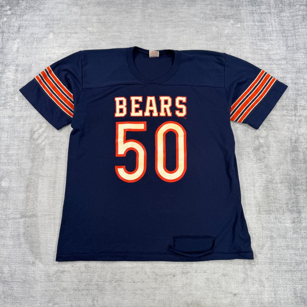Chicago Bears Shirt Mens XL Blue Vintage 1980s Jersey Mike Singletary 50 NFL USA